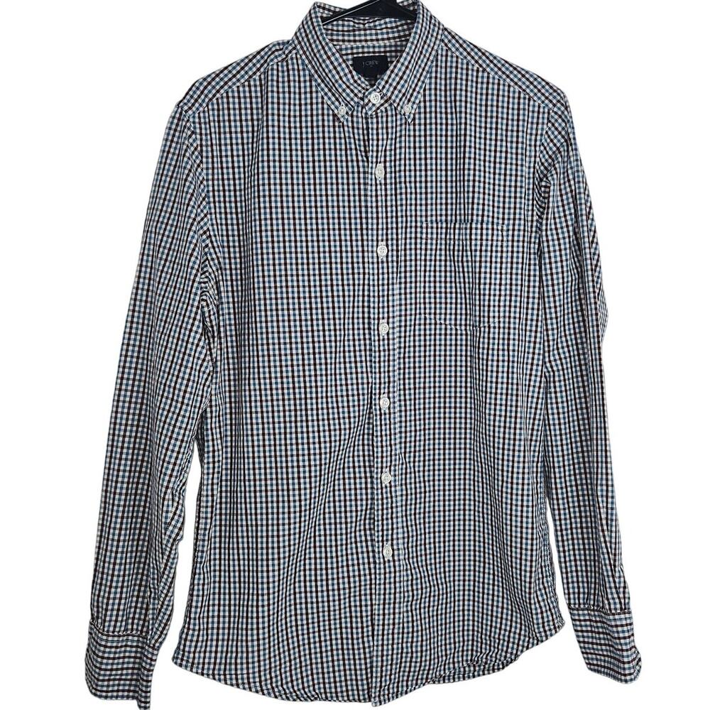 J. Crew Men's Small Gingham Plaid Long Sleeve Button-Up Shirt Work Career